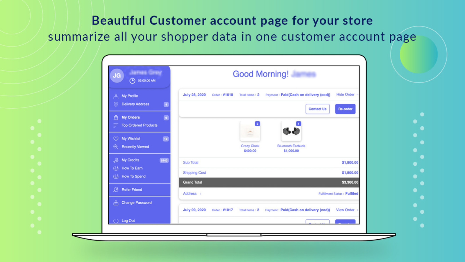 Shopify customer account page - DUO