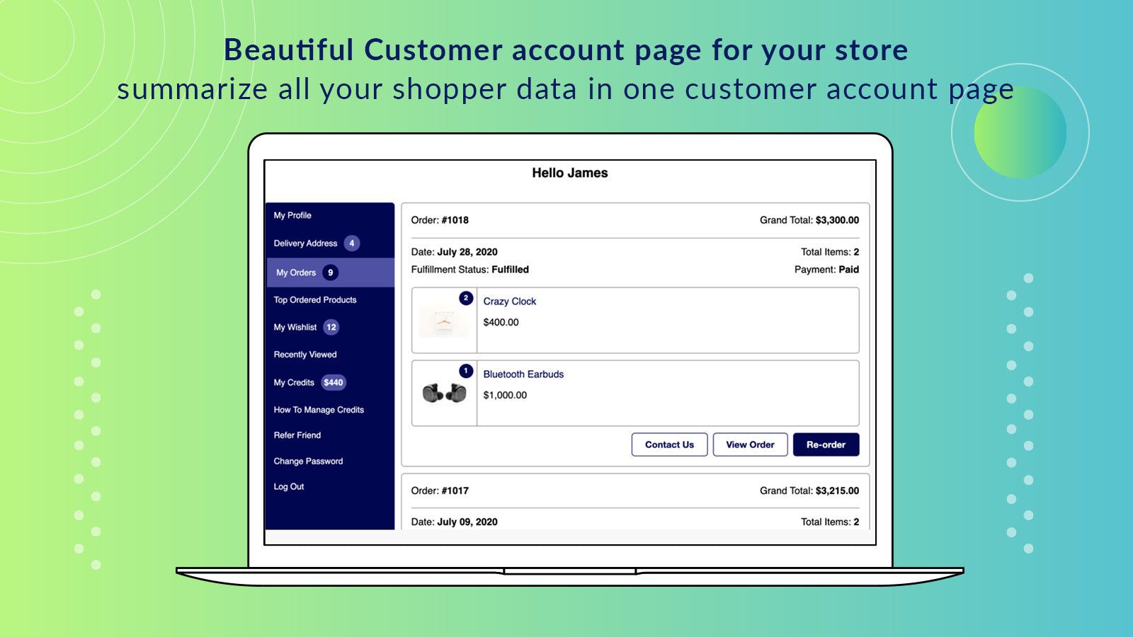 Shopify customer account page - UNO