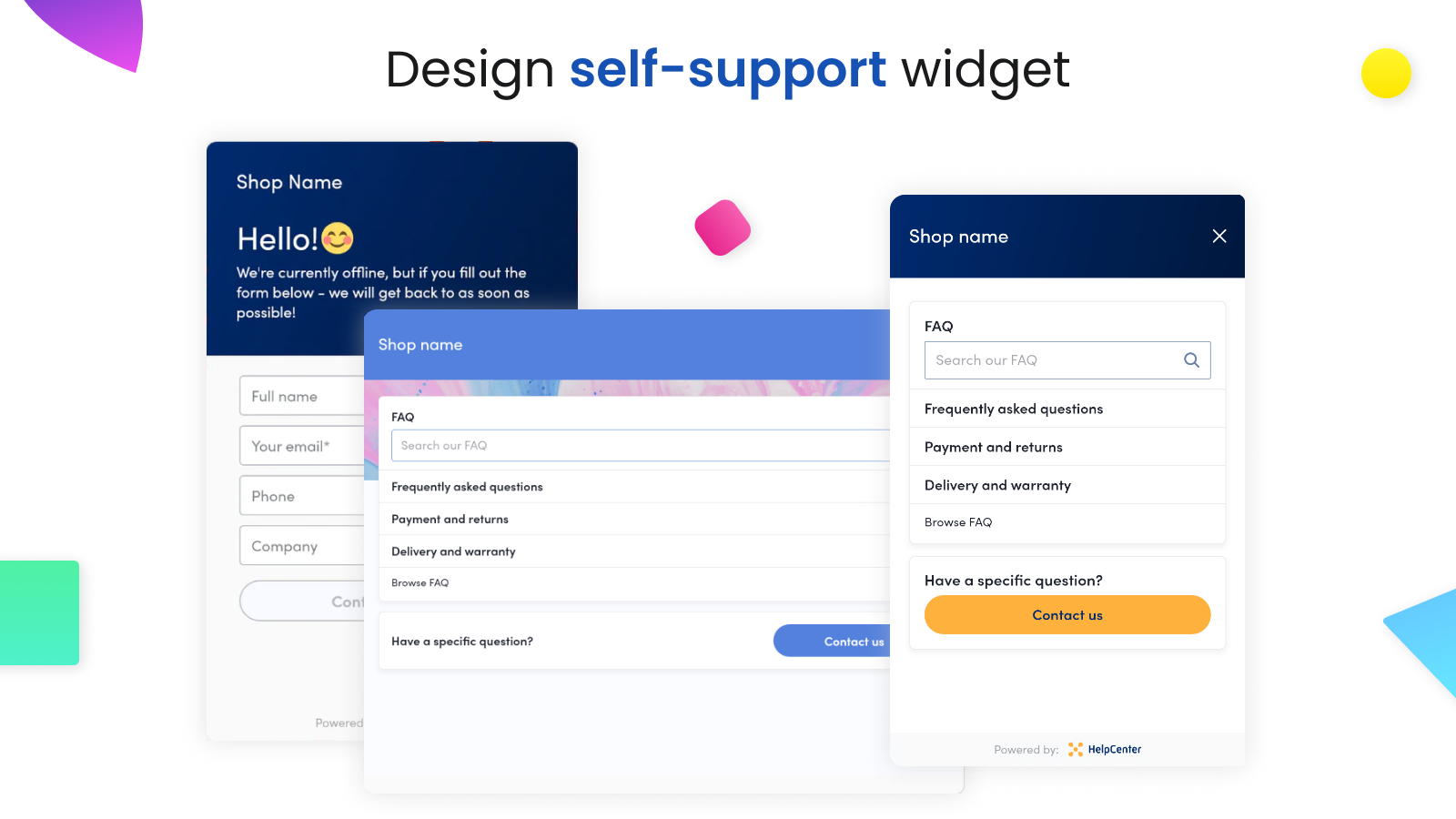 Shopify FAQ Pages | Self-support with HelpCenter chat app
