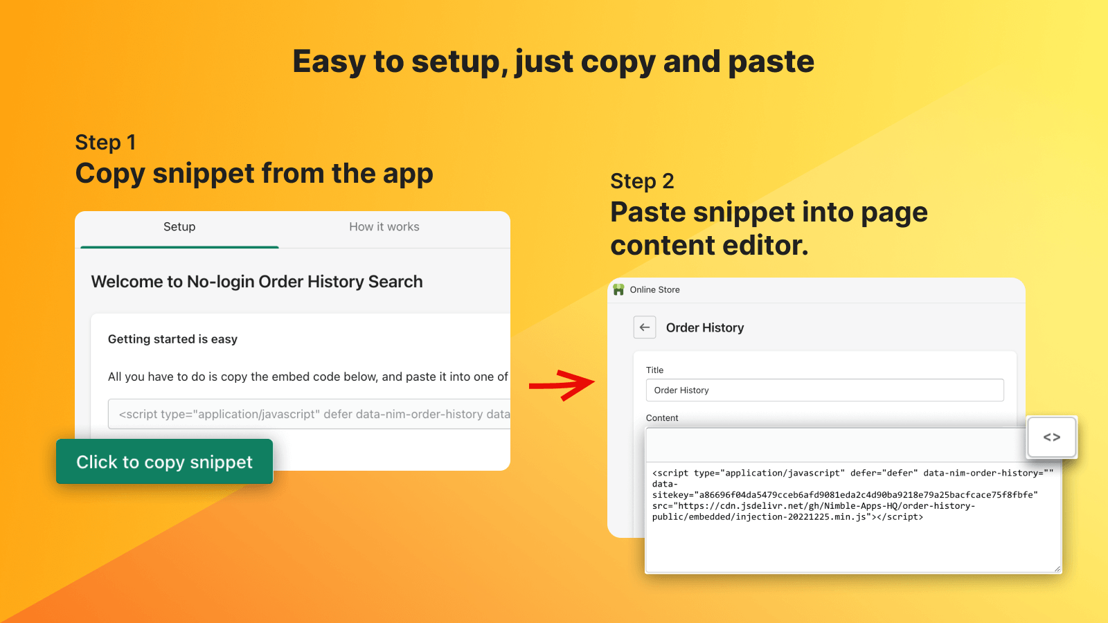 Shopify Order History Repeat Order embed homepage thank you page