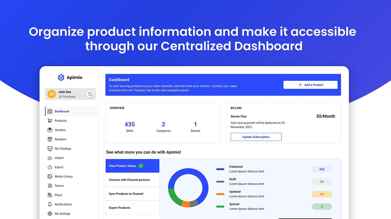 shopify product information management dashboard
