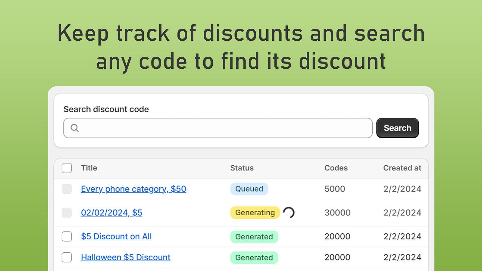 Shopify promo code generator