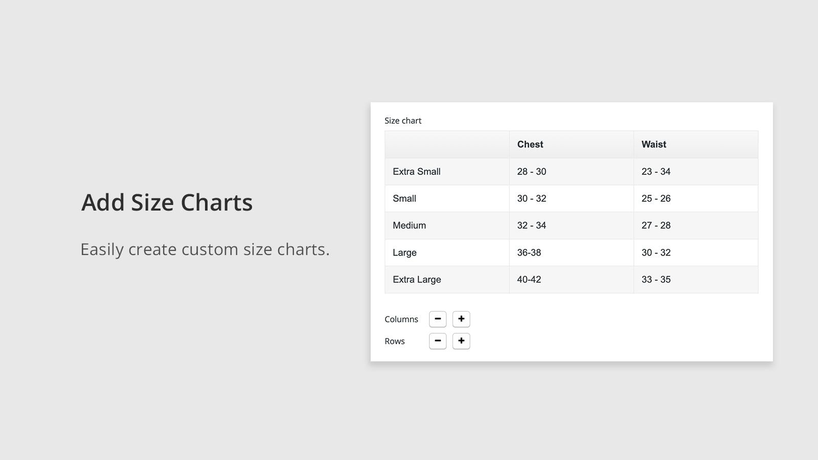 shopify Size chart app for shopify size chart, size guide, 