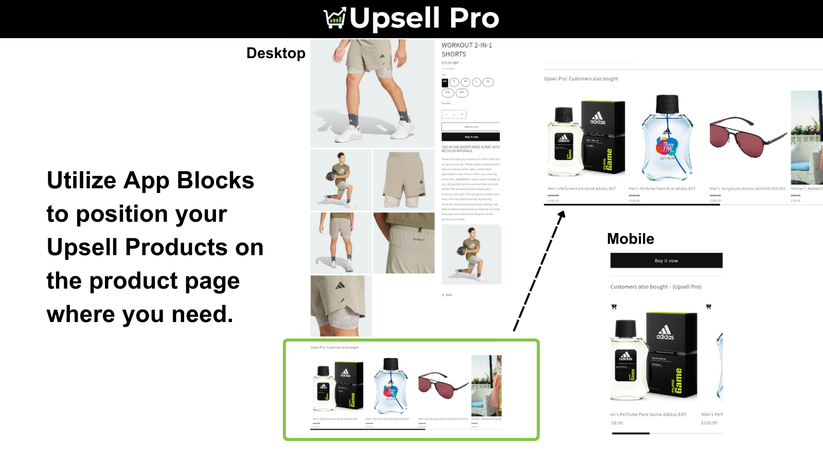 Shopify Upsell App Cross-sell related products position 2