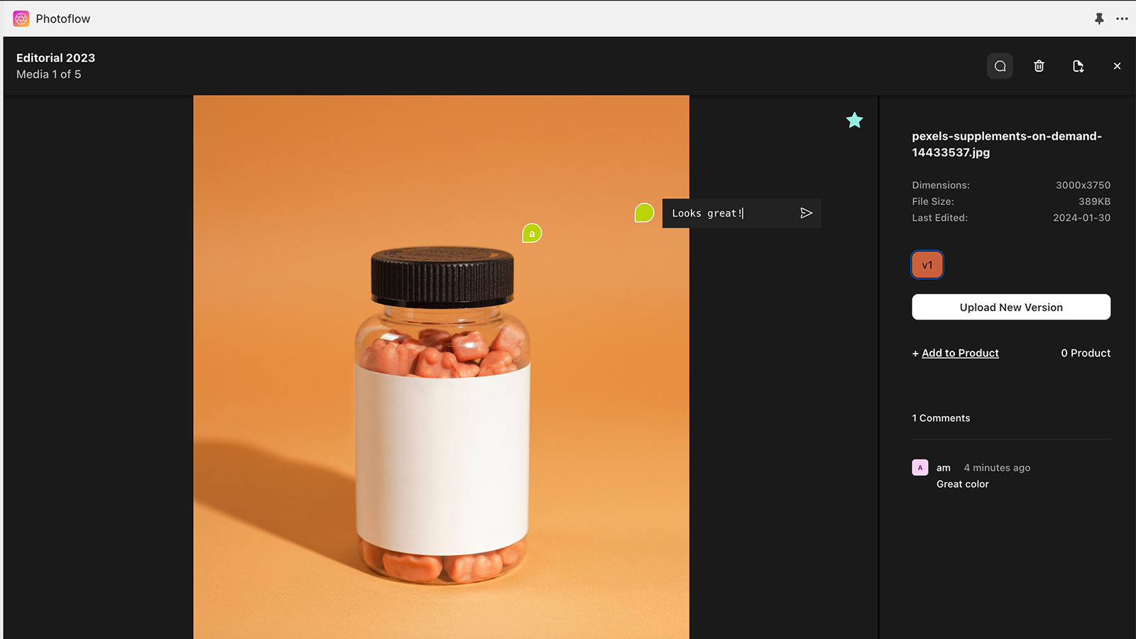 Shopify users can comment on images, with retouching notes