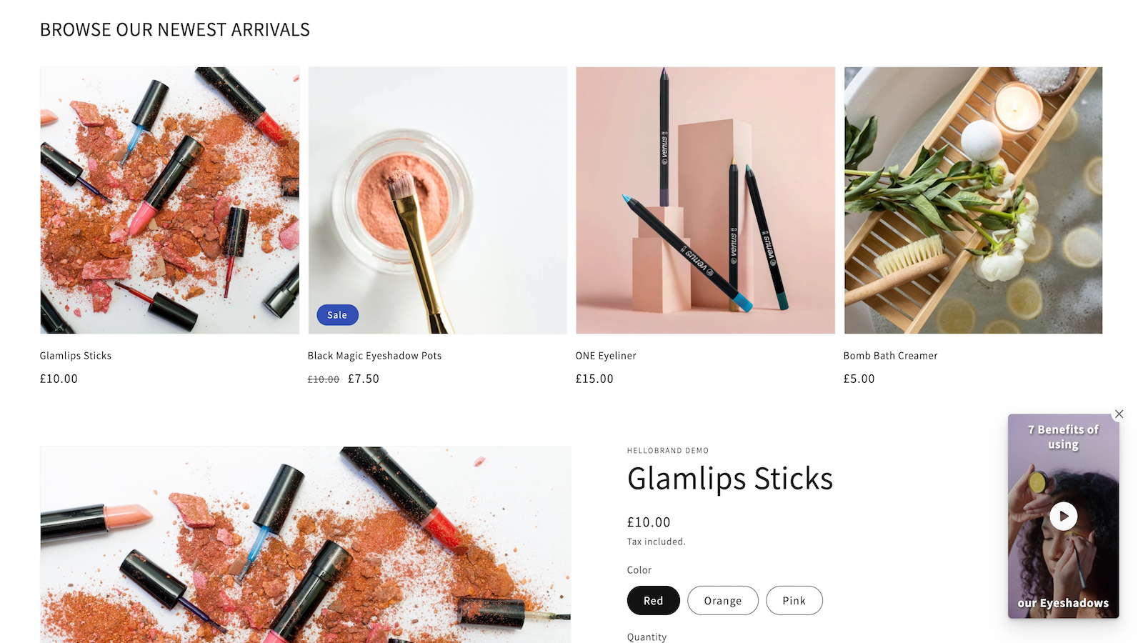 Shoppable Video Story Block on Product Page