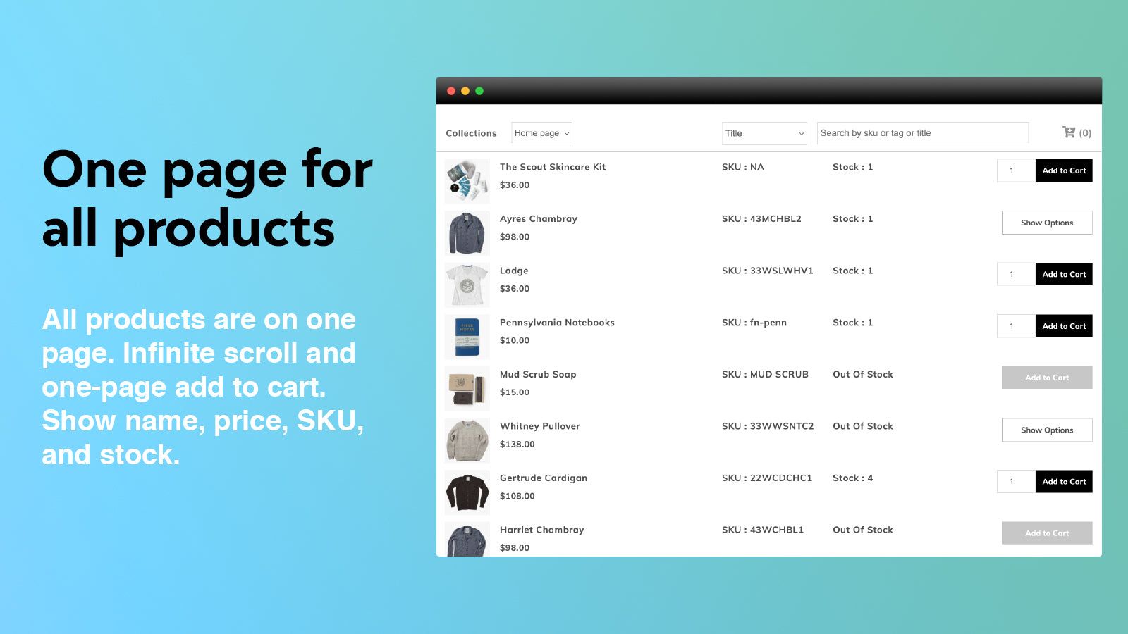 Show all products on one page
