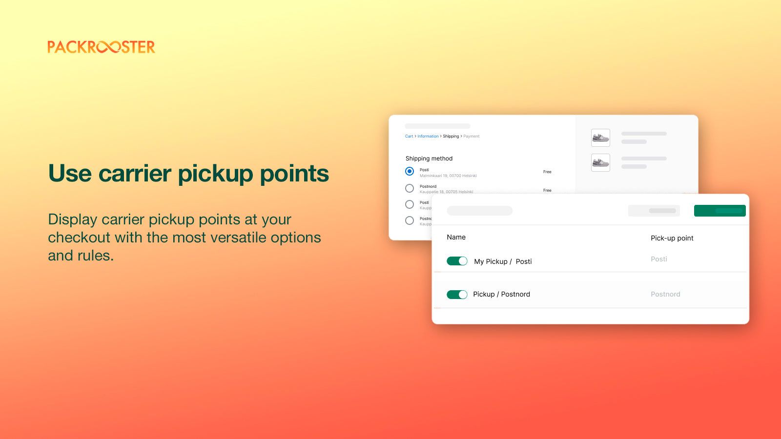 Show carrier pickup points at checkout