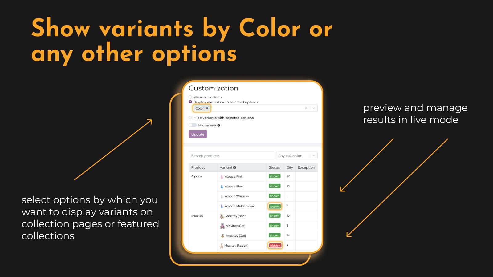 Show color variants on collection pages â€“ Shopify