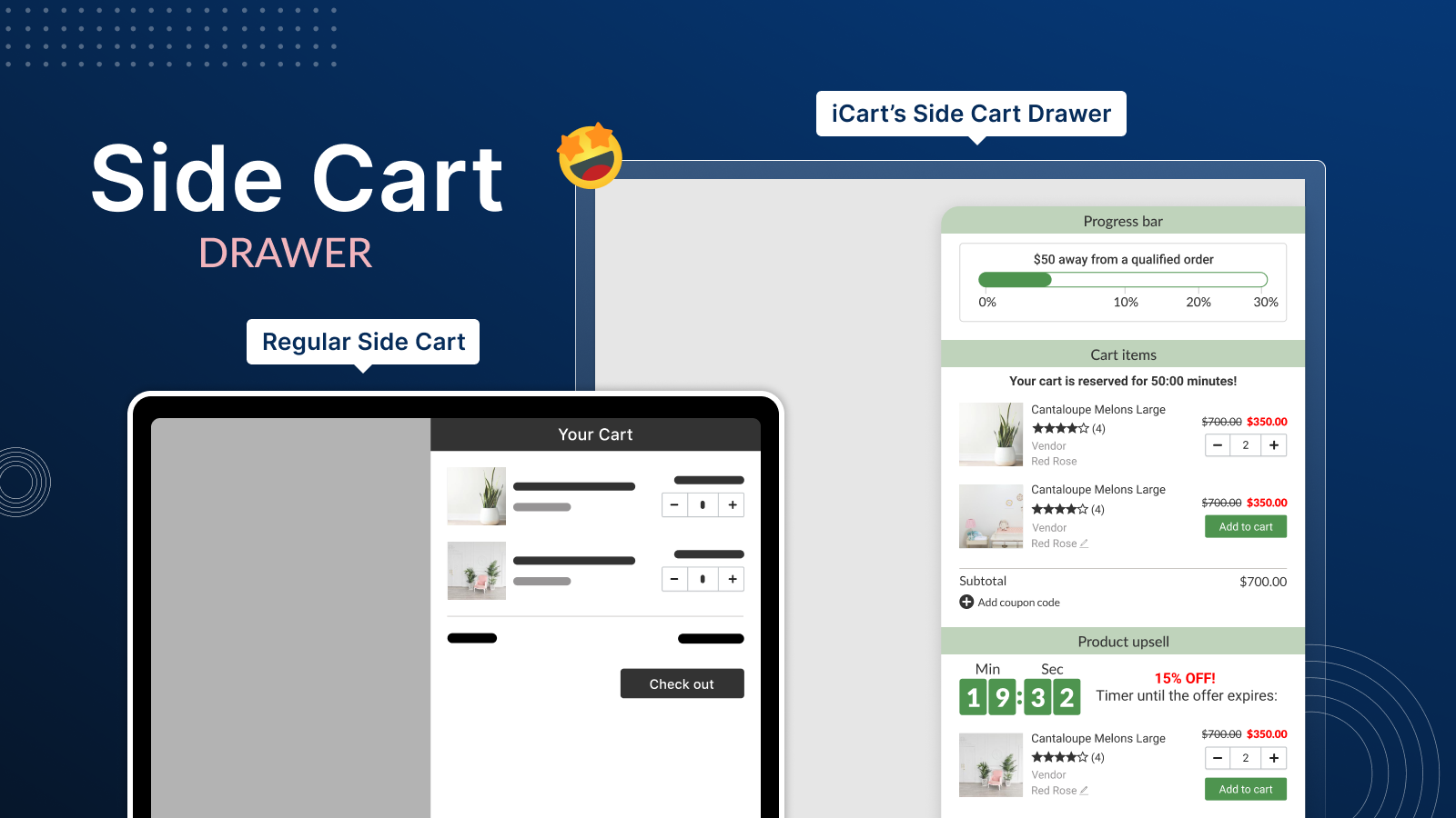 Show in cart upsell, free gift, cart discount in cart drawer