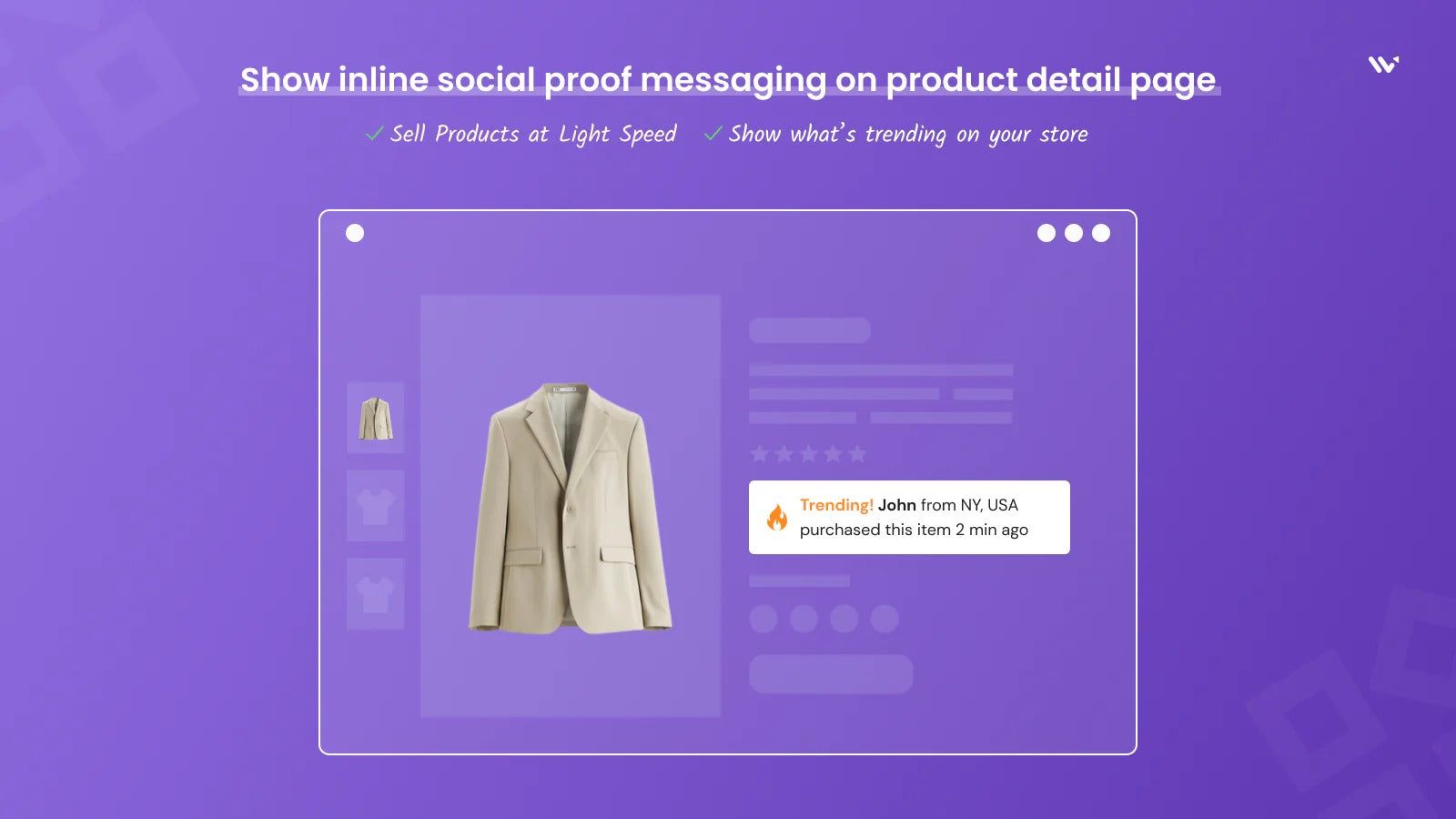 Show inline social proof messaging on product catalogue page
