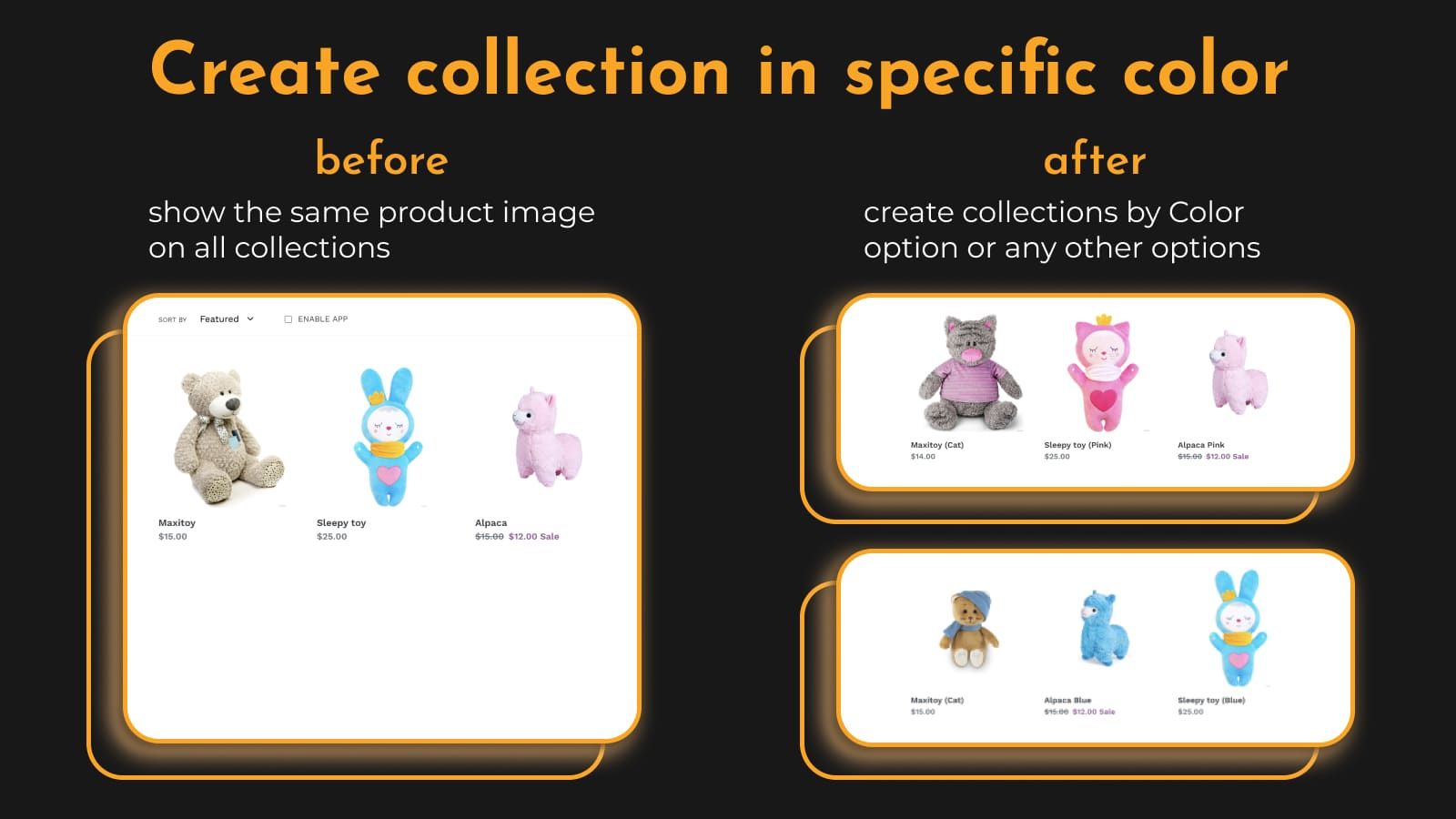Show only pink or only blue variants â€“ Collection conditions
