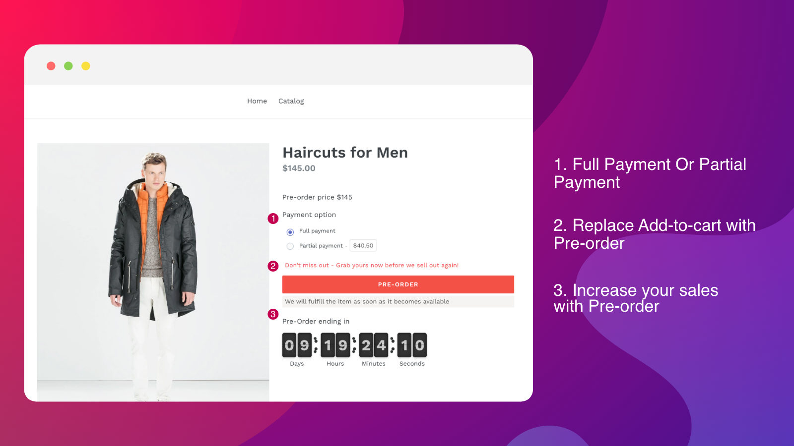 Show pre-order button and display countdown timer on Shopify