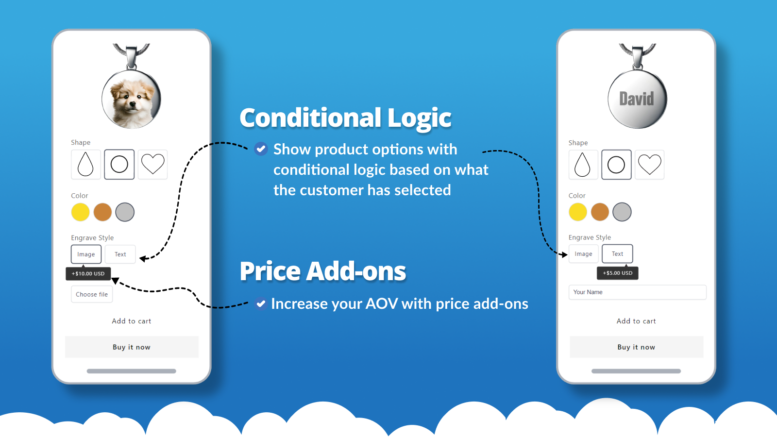 Show product options based on specific conditions