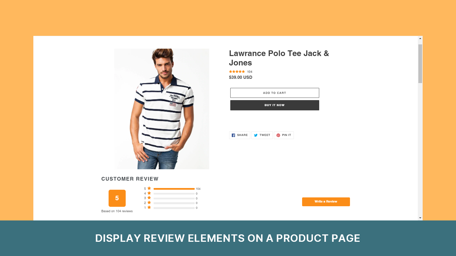 show review elements on the product page Oberlo