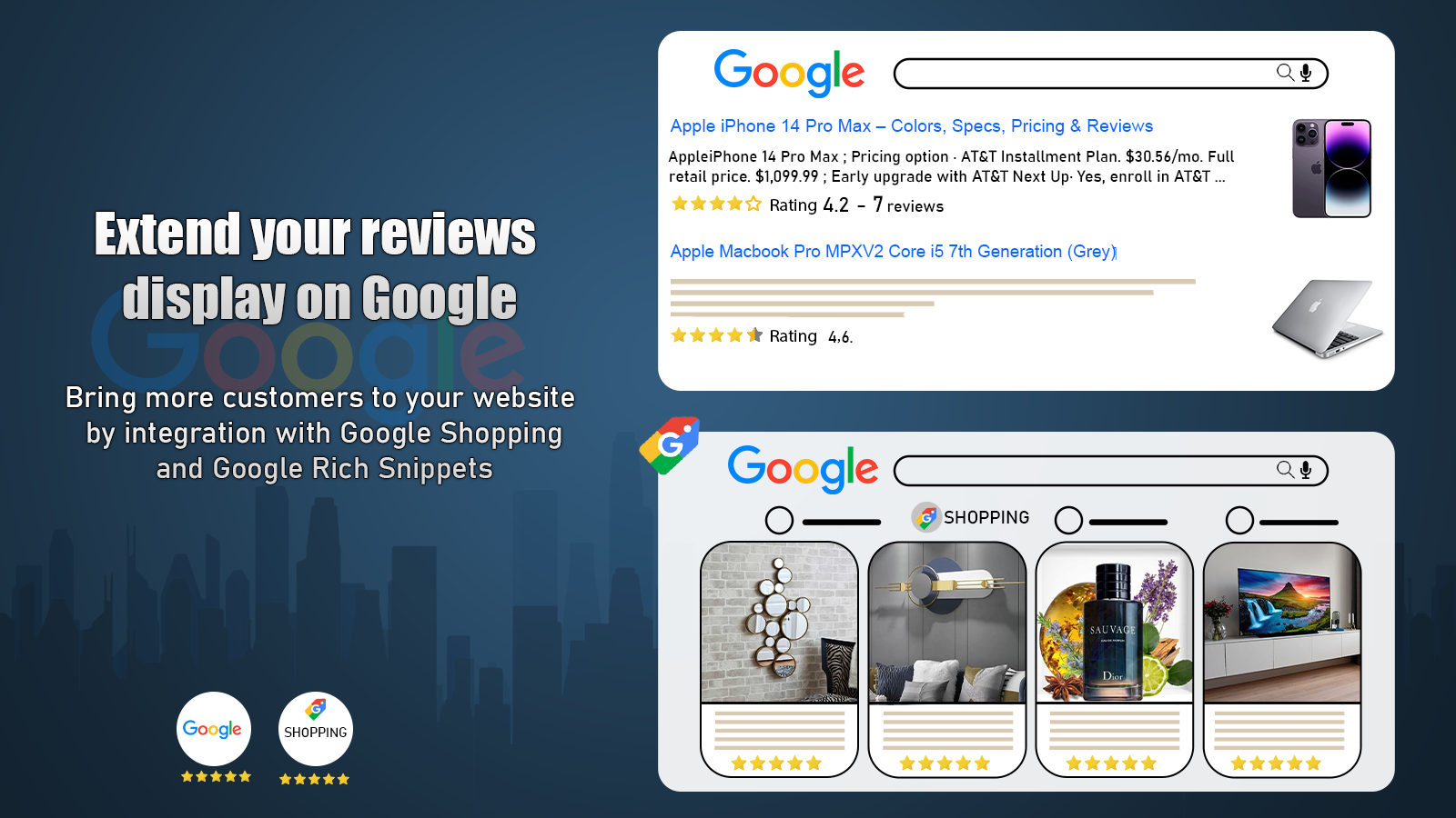 show reviews on google shopping and snippets