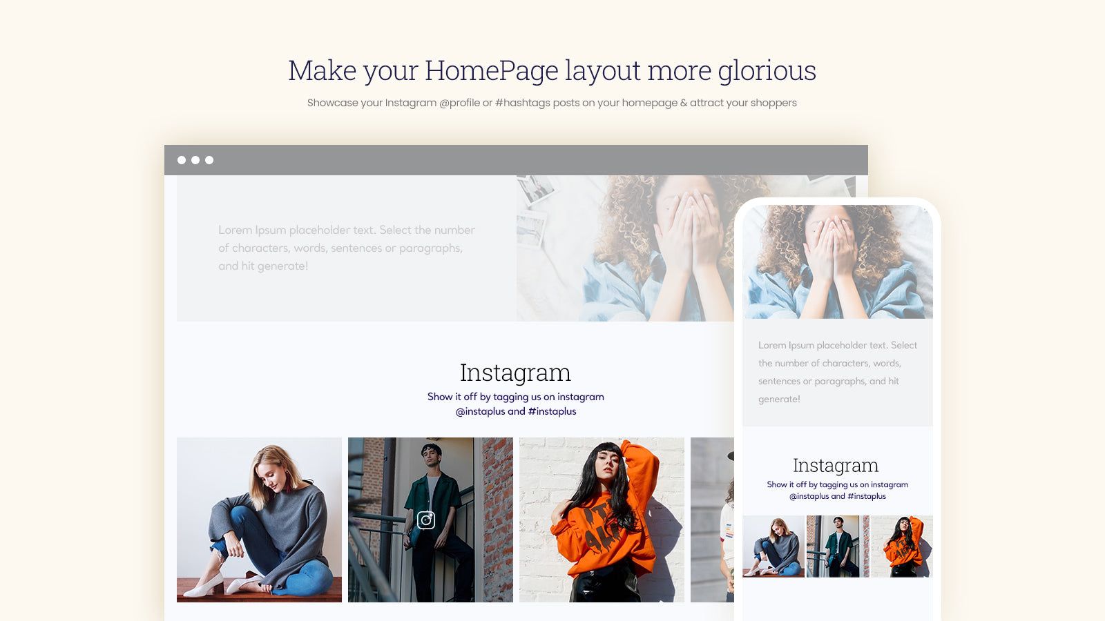 Showcase Instagram posts on the homepage & attract customers.