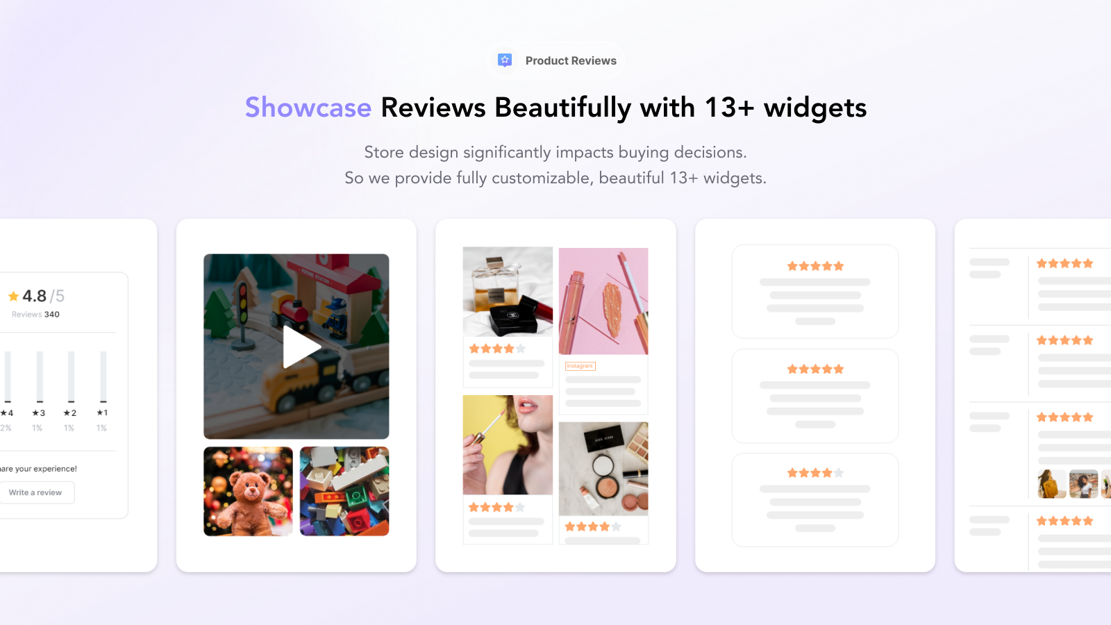 Showcase Reviews Beautifully with 13+ widgets