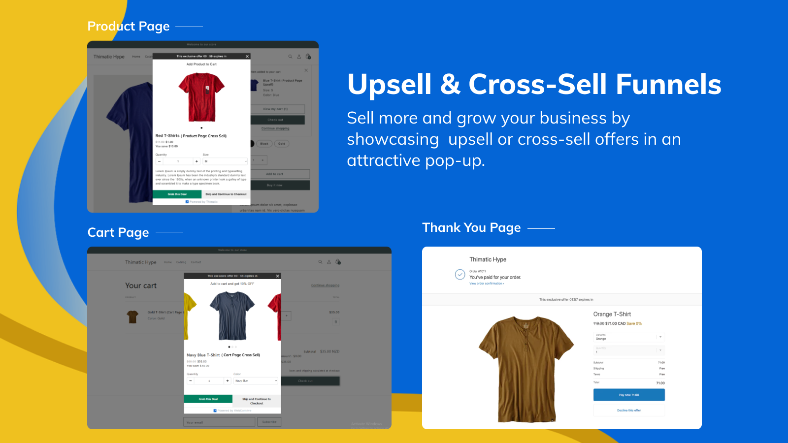 Showcase upsell and cross-sell offers in an attractive popup.