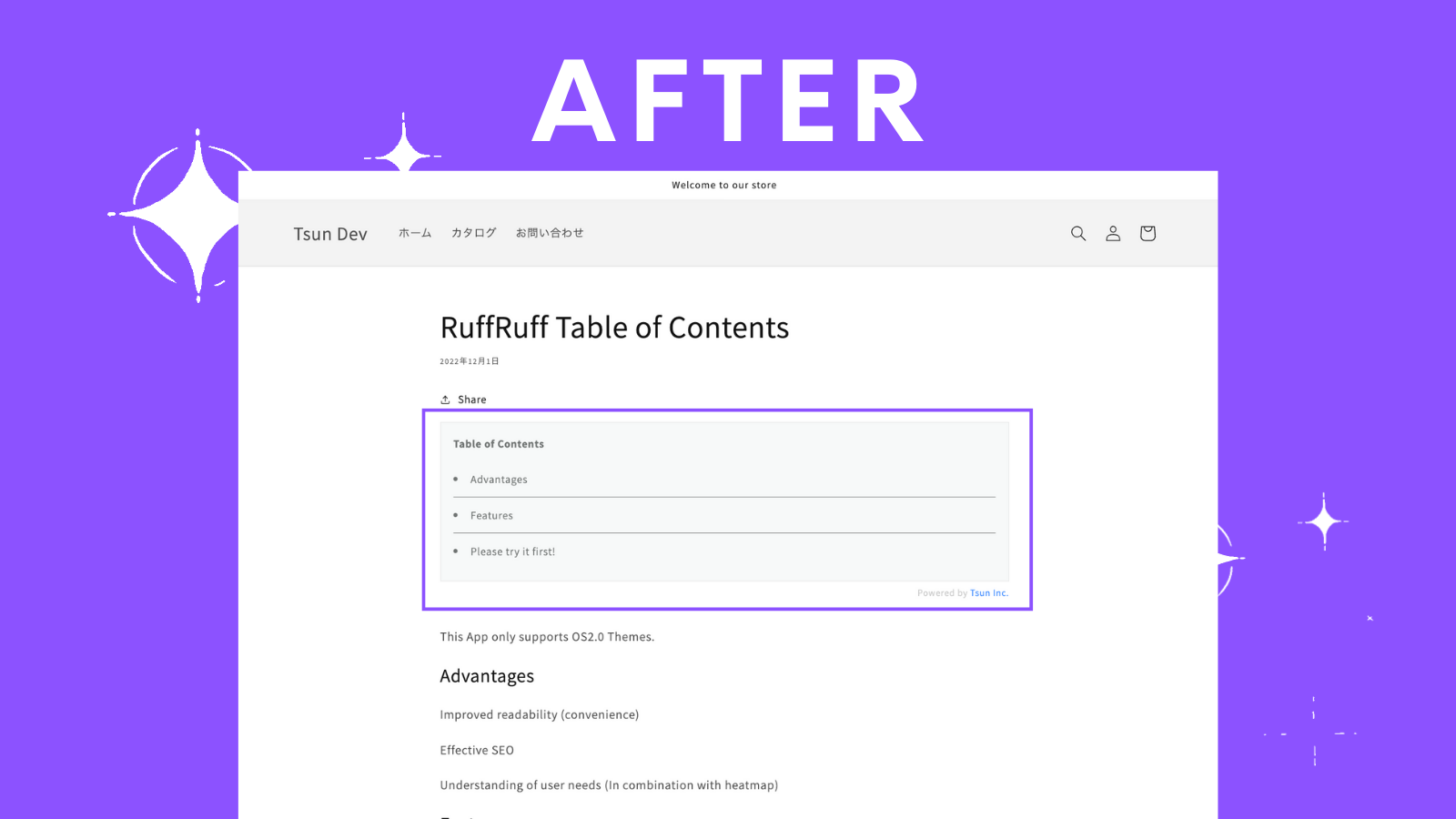 Showing the storefront view of RuffRuff Table of Contents