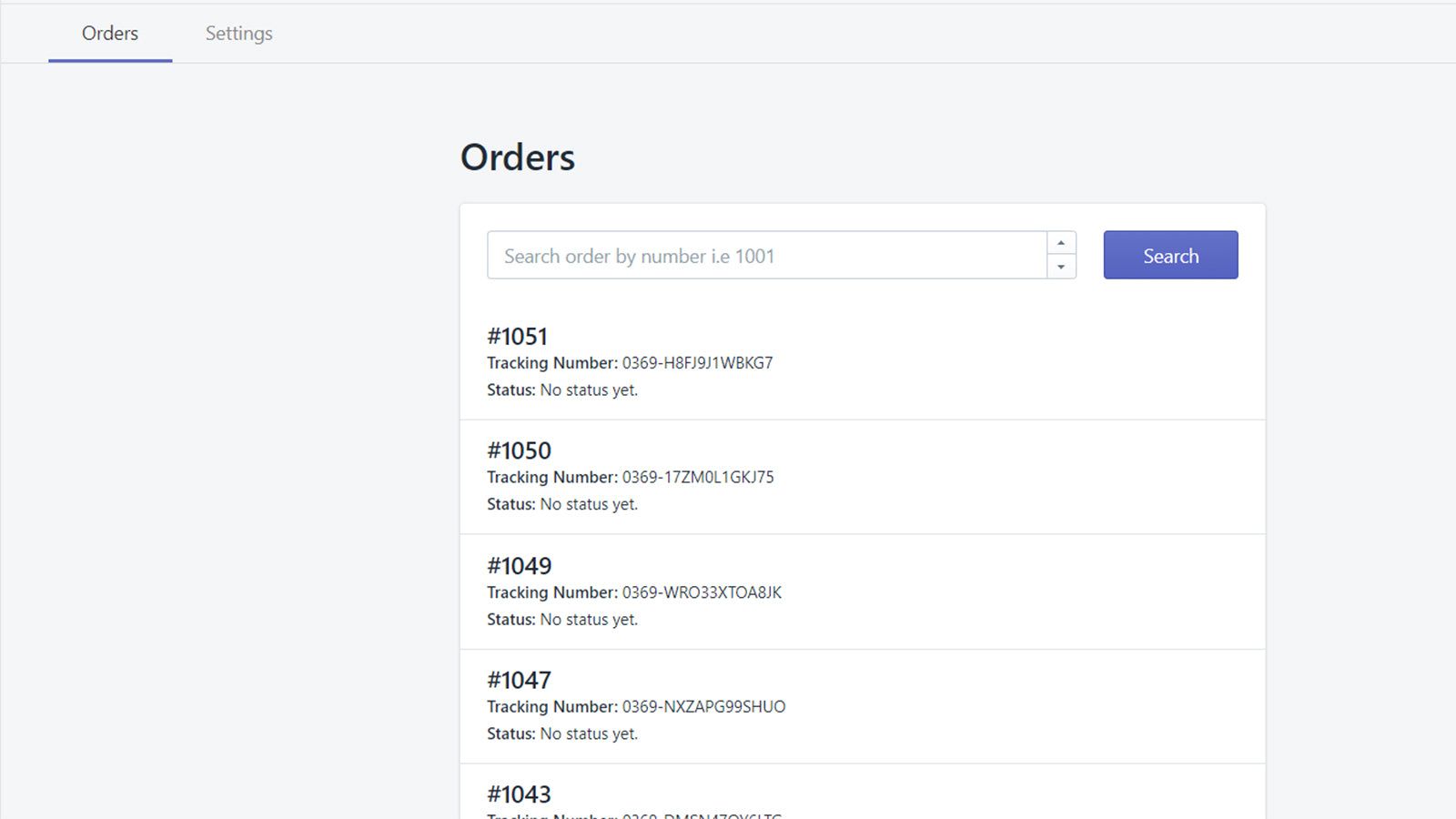 Shows the list of all orders created for Entrego