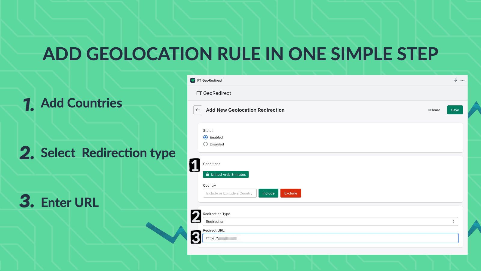 Shows the steps to add geolocation rules