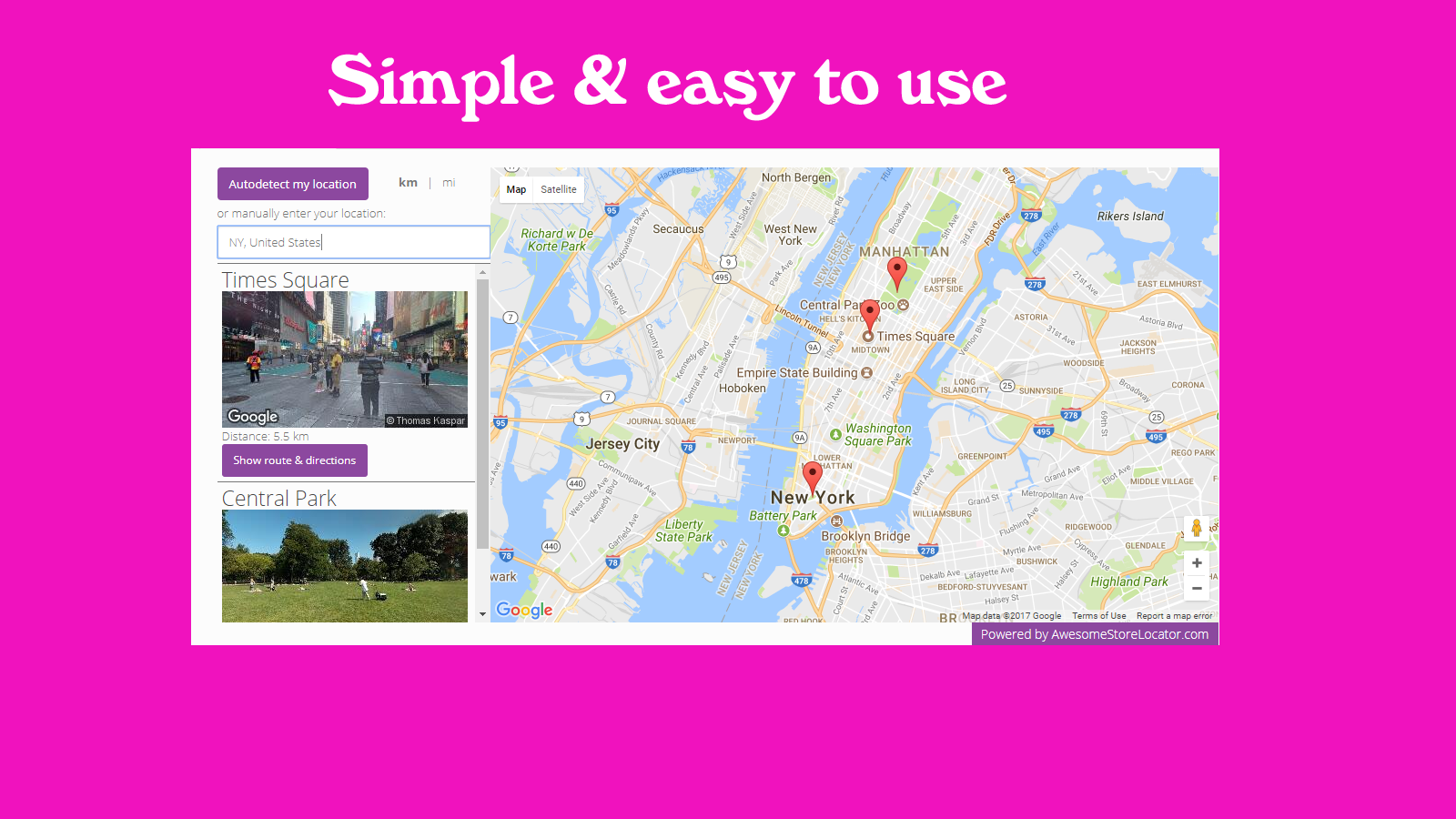 Simple store locator, very easy to use