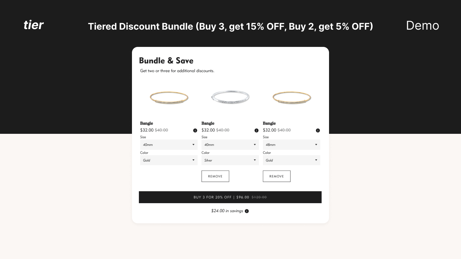 Single Discount Bundle (Buy 3, get $15 OFF)