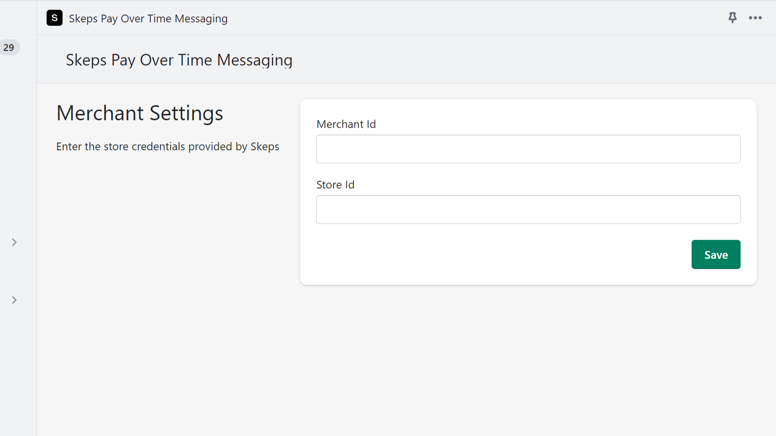 Skeps Pay-Over-Time Messaging Settings