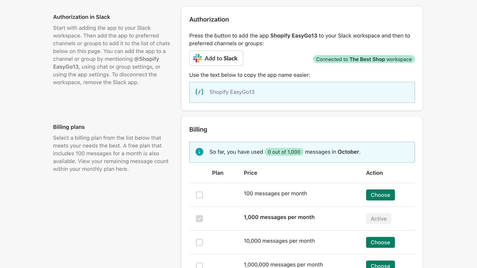 Slack app authorization in Shopify app