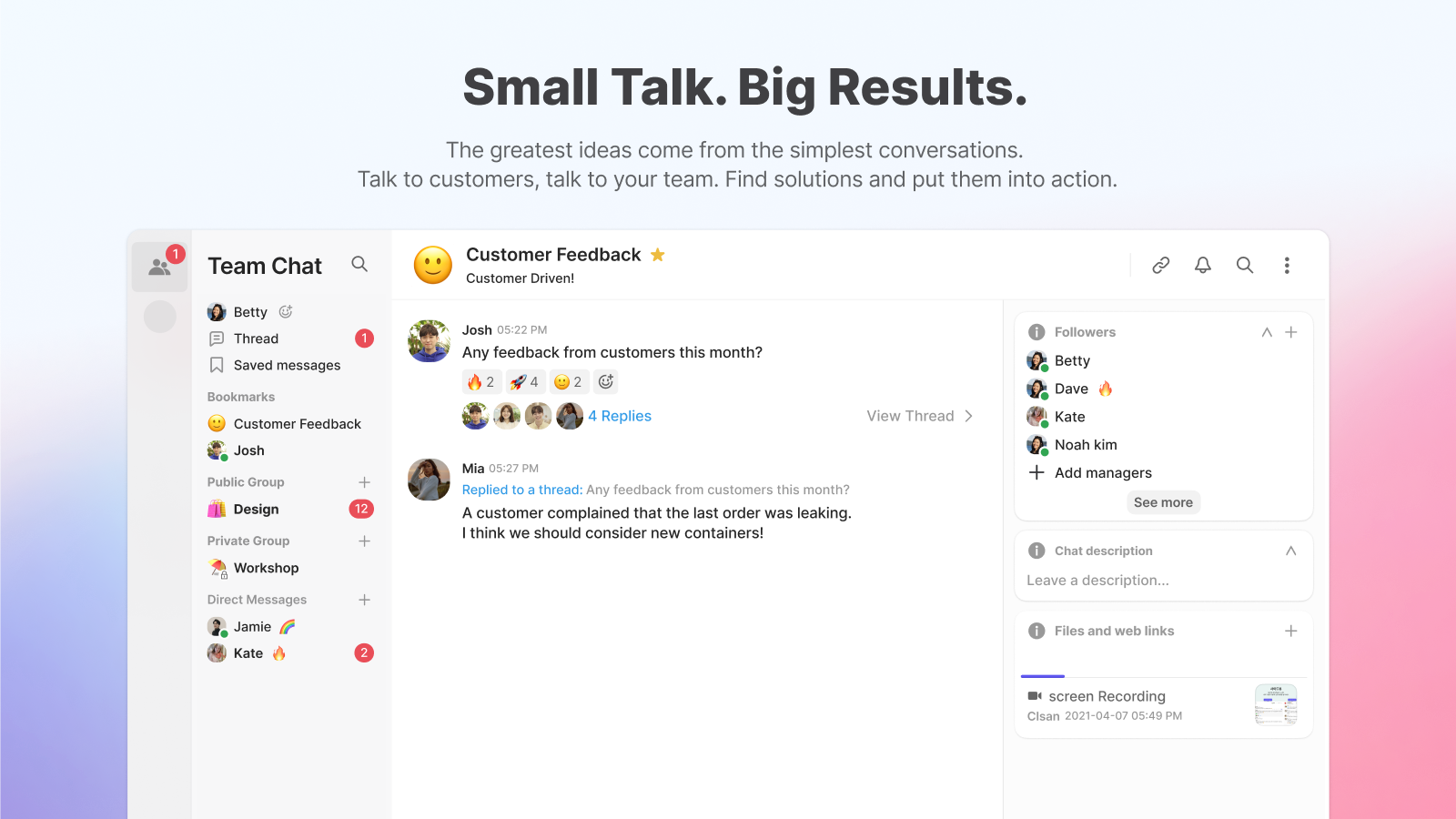 Small Talk. Big Results. - find solutions and put them to action