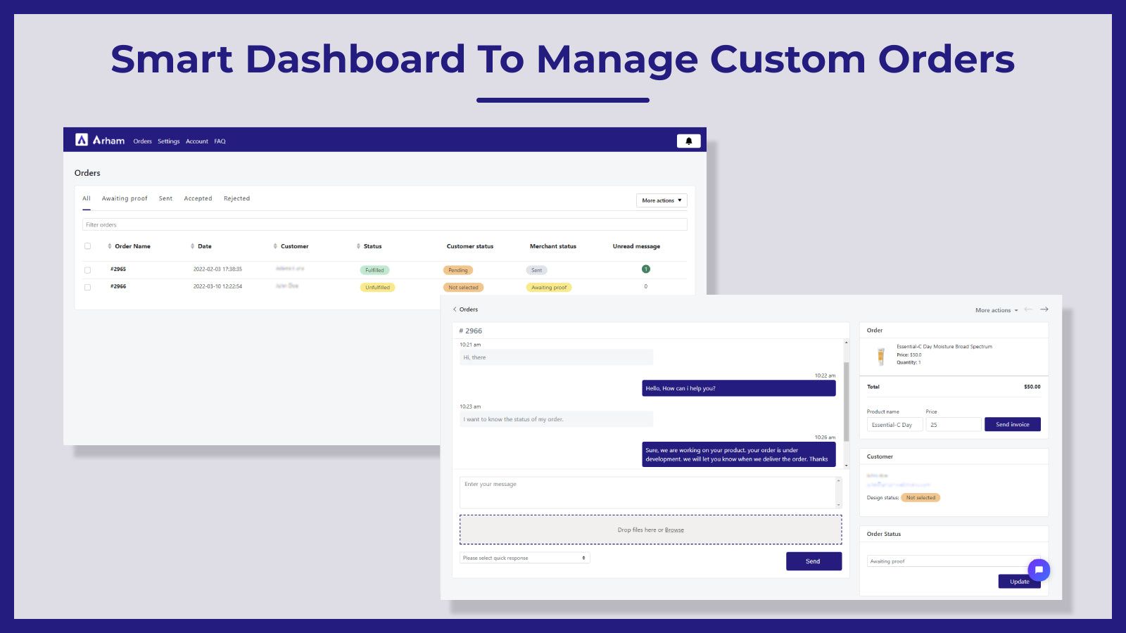Smart Dashboard To Manage Custom Orders