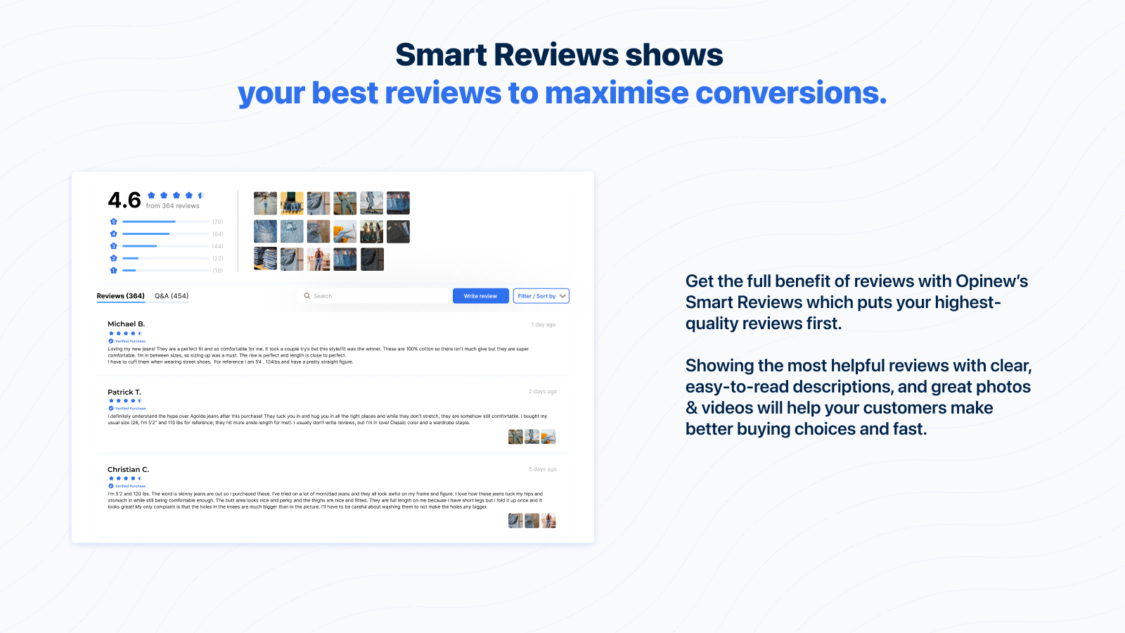 smart review assistant, filter, display only the best reviews