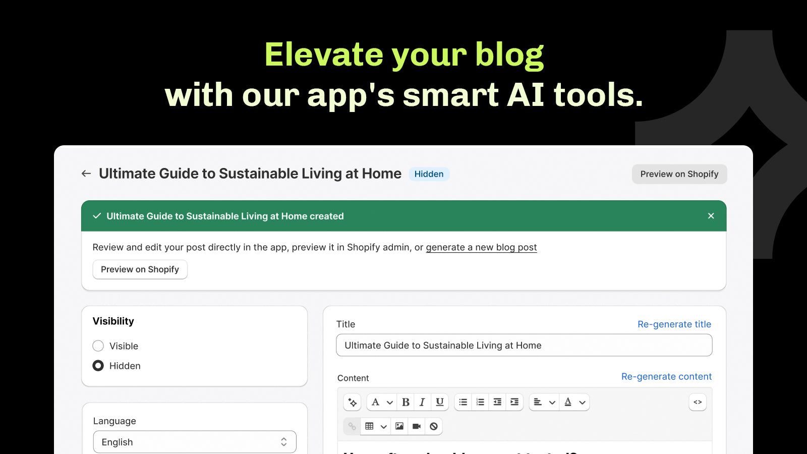 Smart Shopify AI blog writer