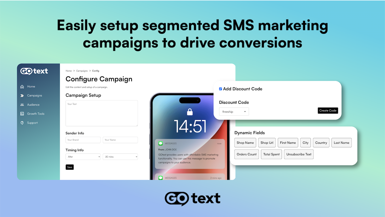 SMS cart promotional campaigns for Shopify stores by GOtext app