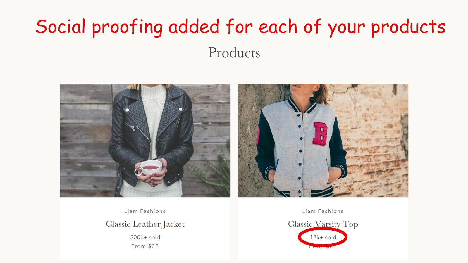 Social proofing added for each of your products