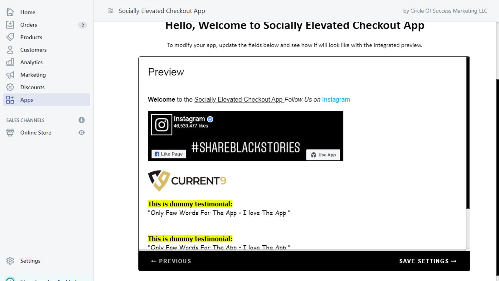 Socially Elevated Checkout App