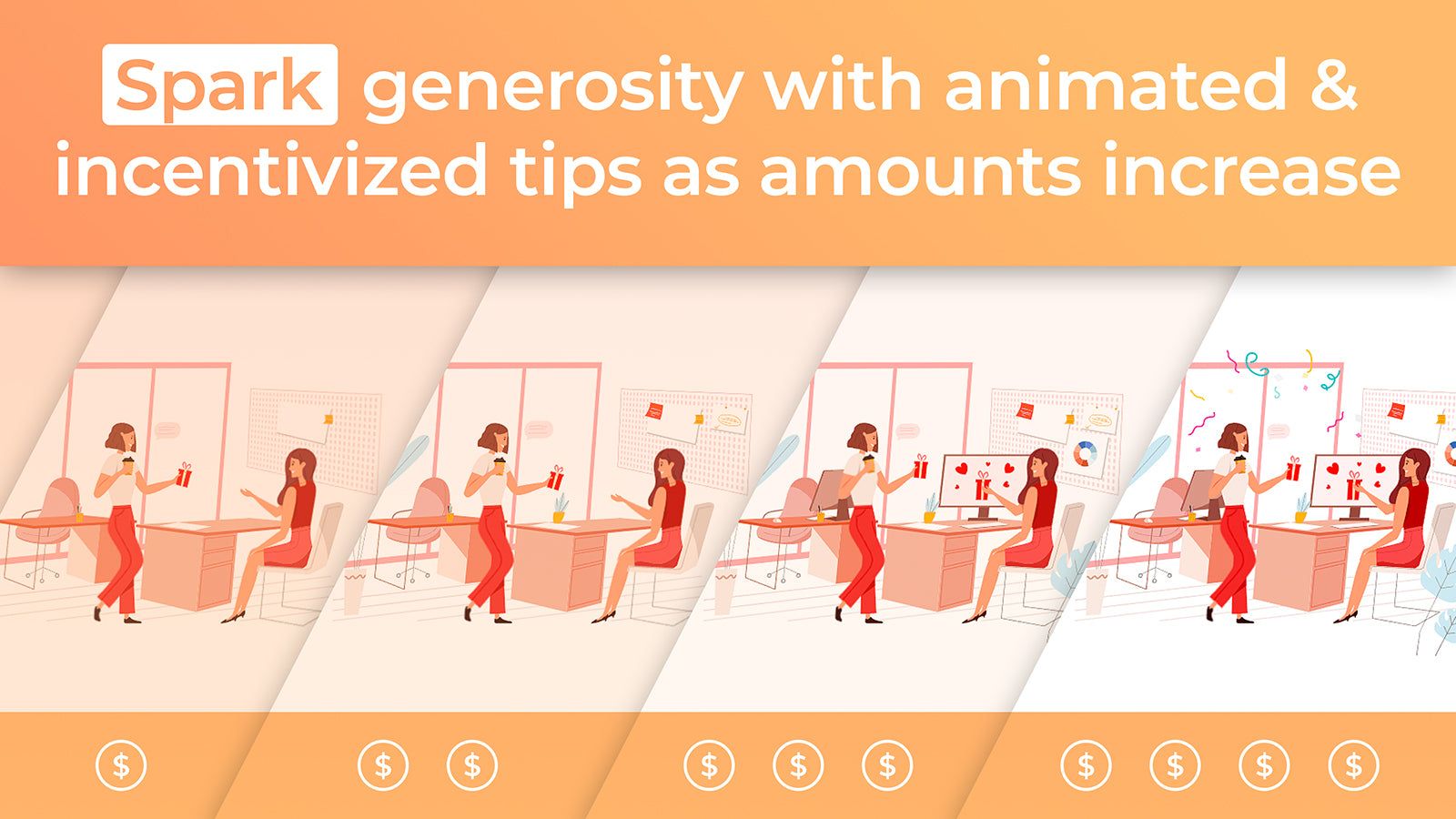 Spark generosity with animated & incentives tips as amounts grow