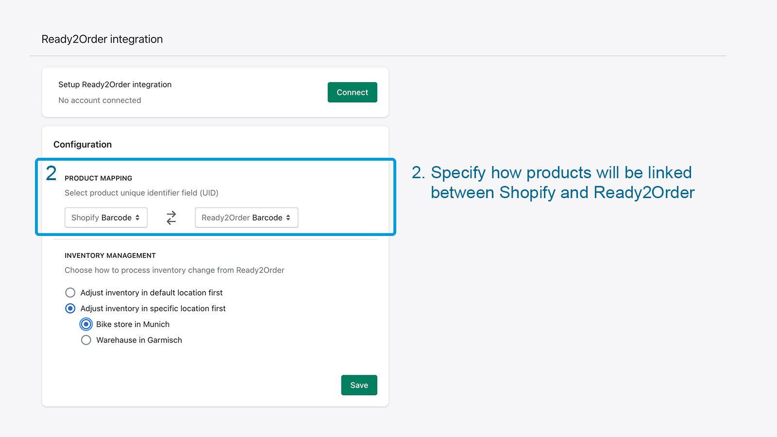 Specify how products are linked between Shopify and Ready2Order