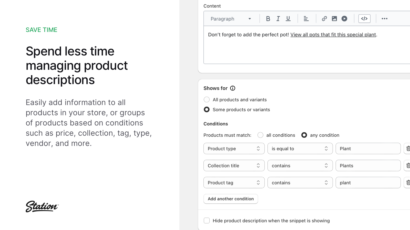 Spend less time managing product descriptions