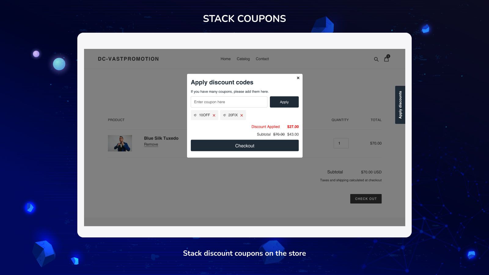 Stack coupons on the store