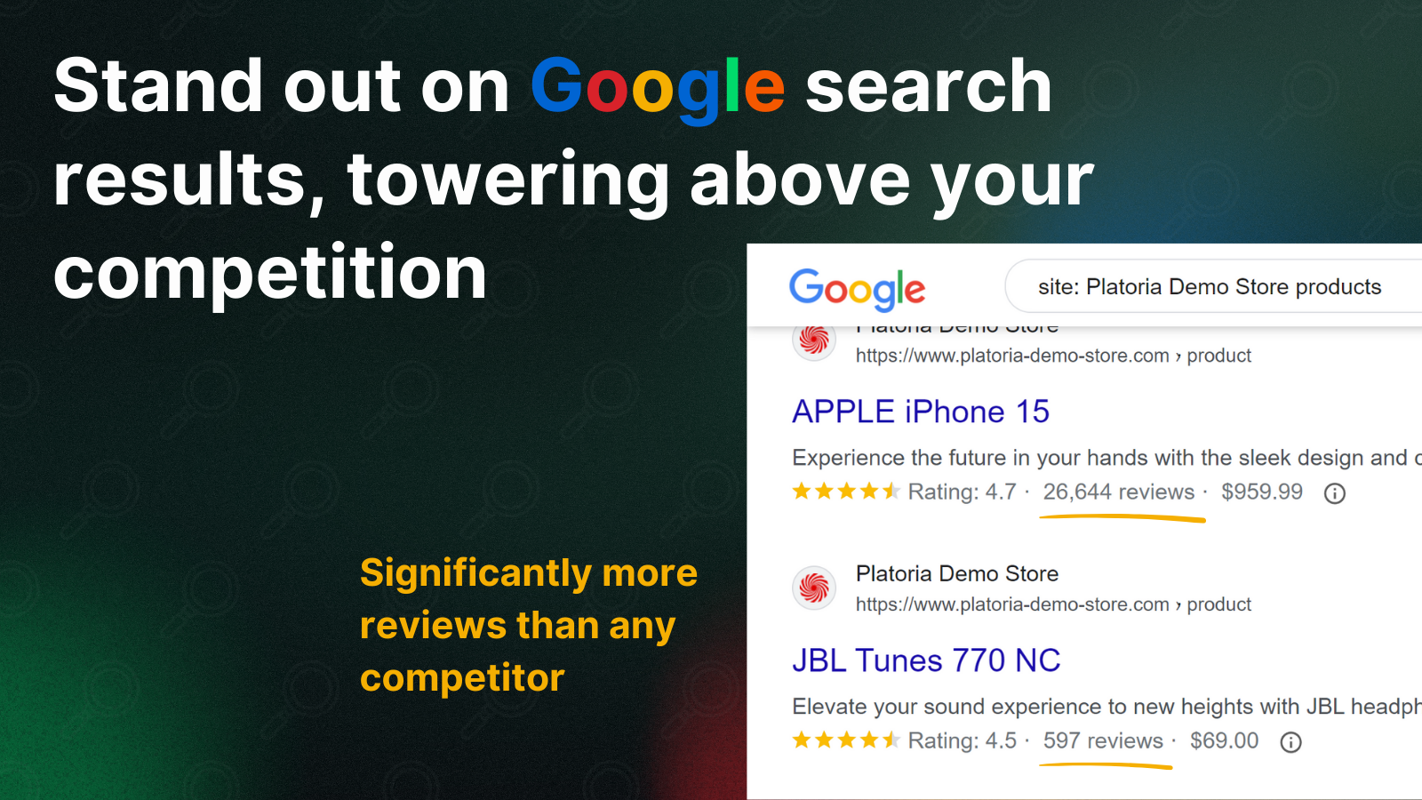 Stand out in Google & other search engines with lots of reviews