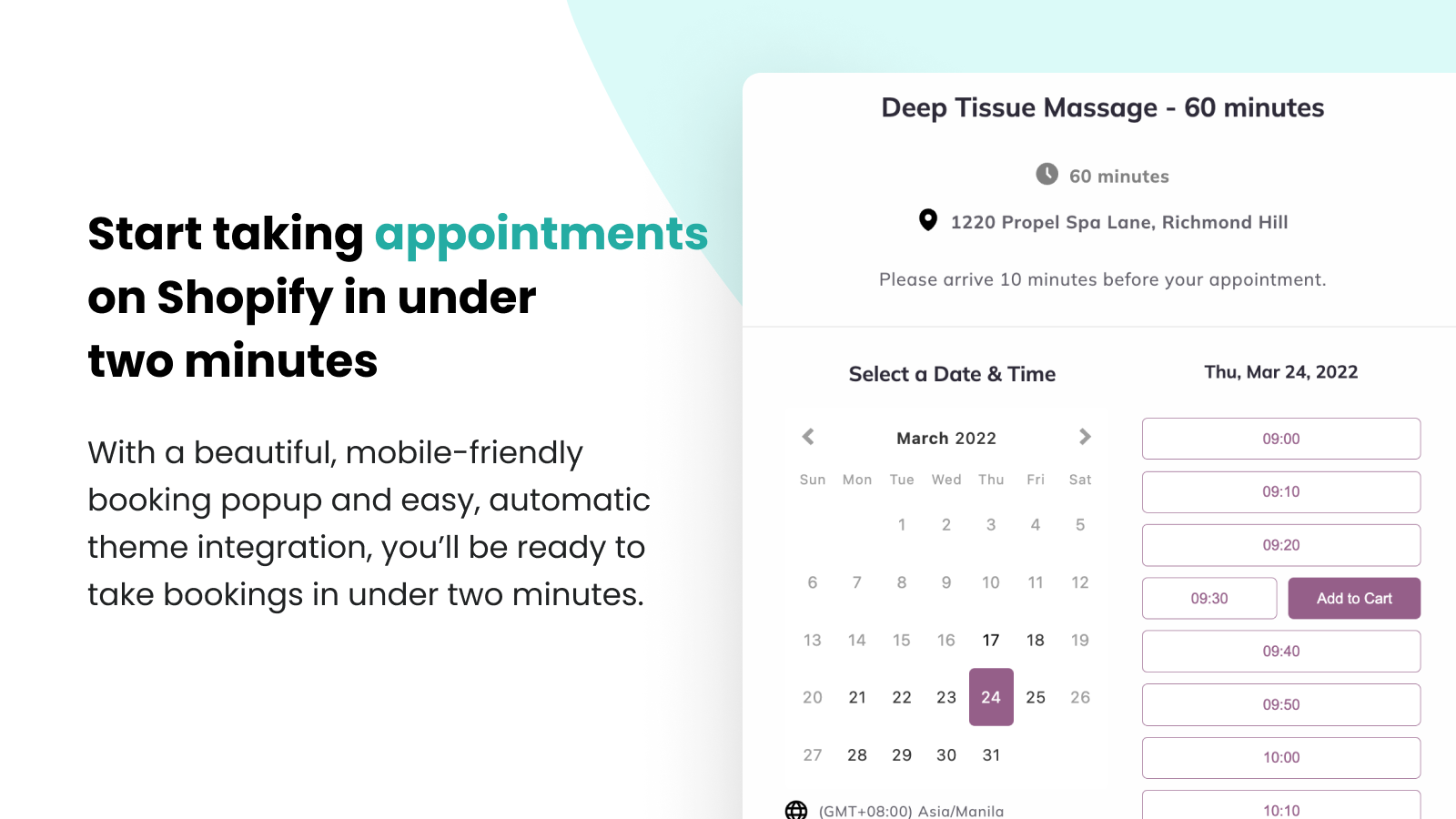 Start taking appointments on Shopify in under 2 minutes