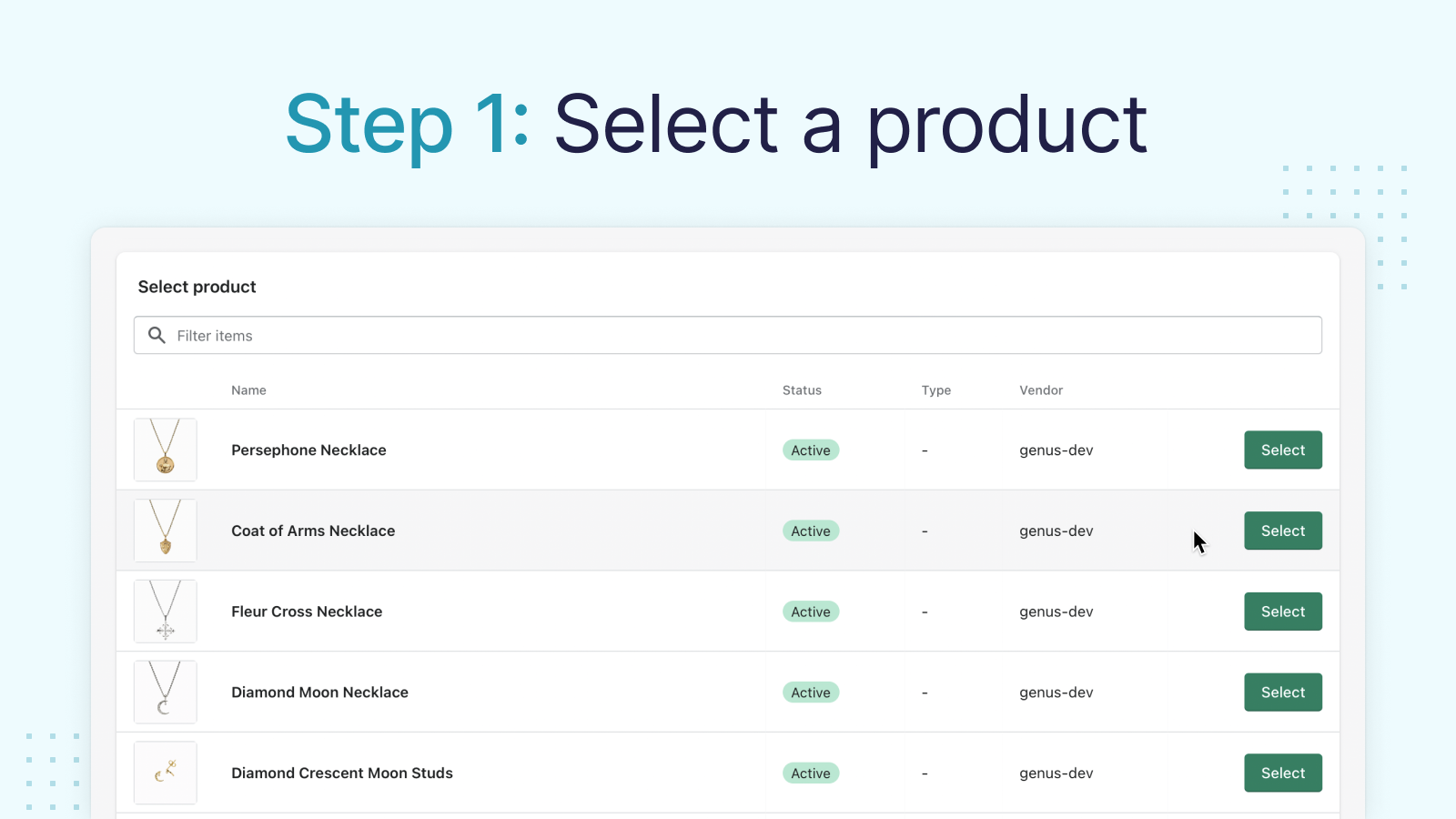 Step 1: Select a product