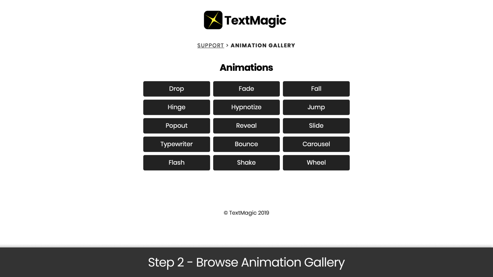 Step 2 - Browse animation gallery