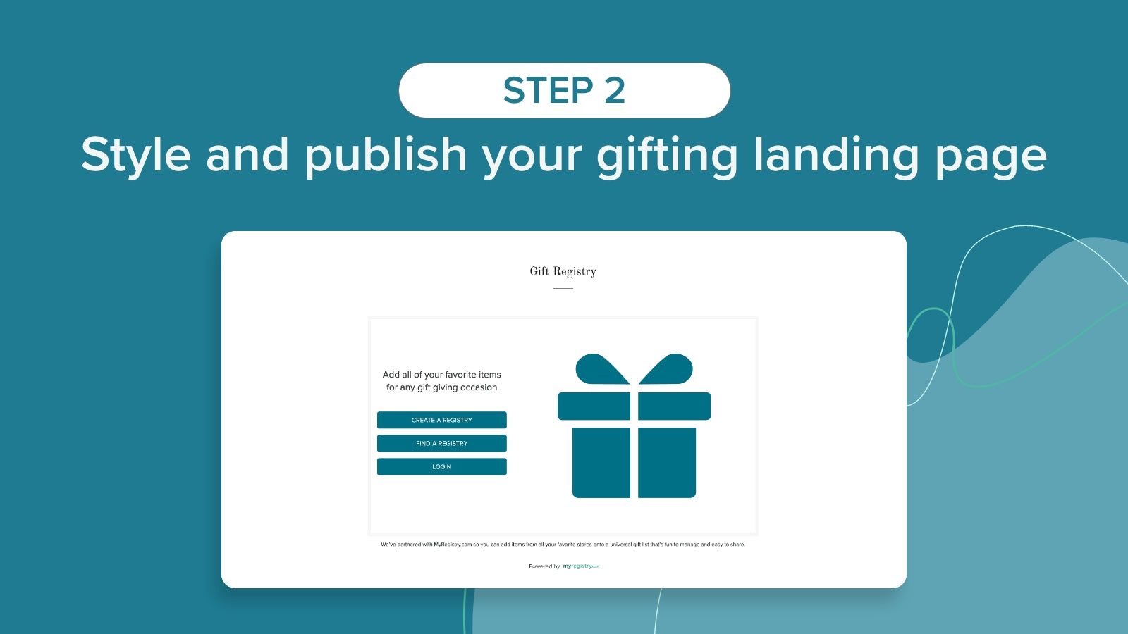 Step 2, style and publish your gifting landing page