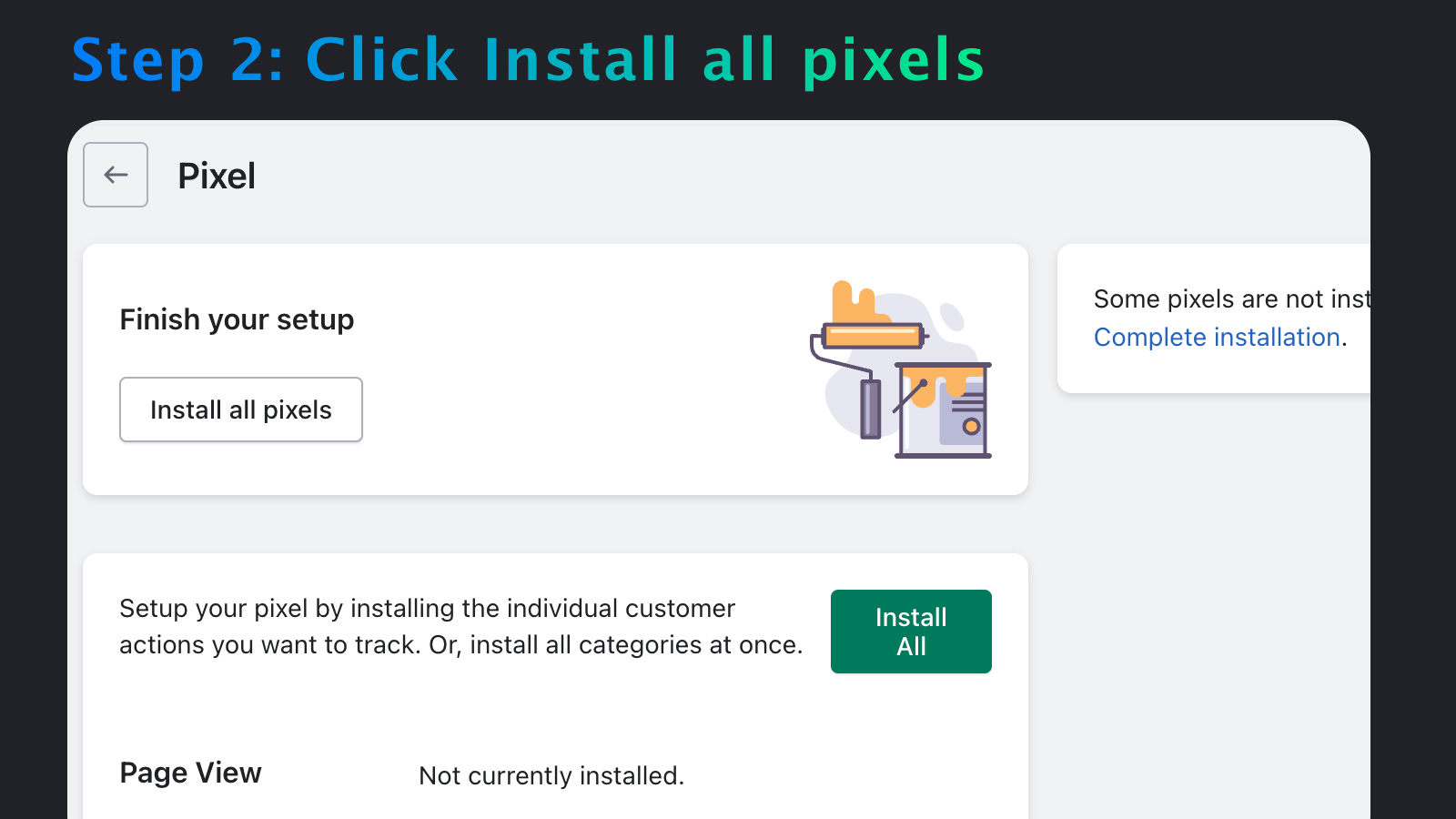 Step 2: Click install all pixels