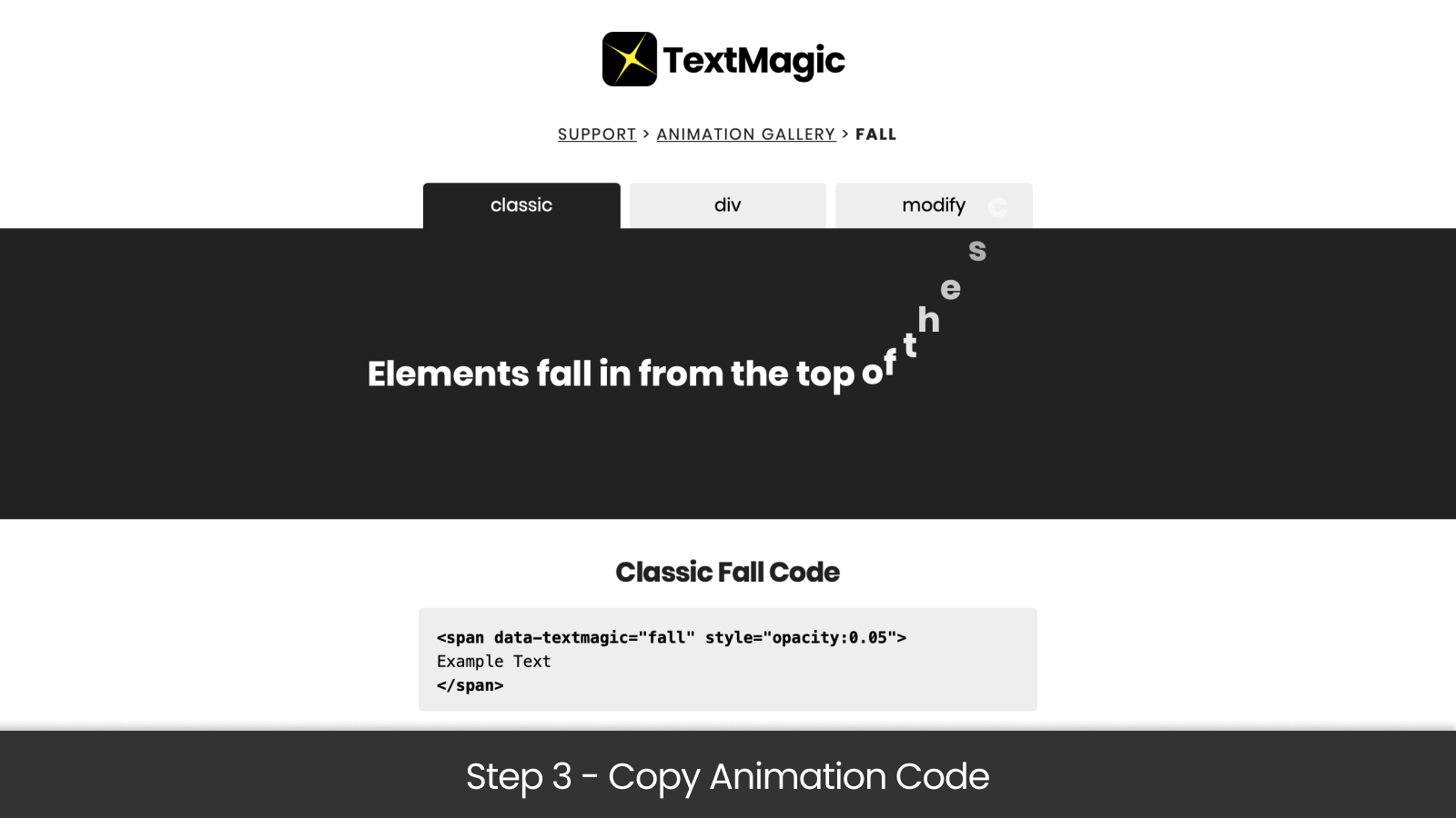 Step 3 - Copy Animation Code