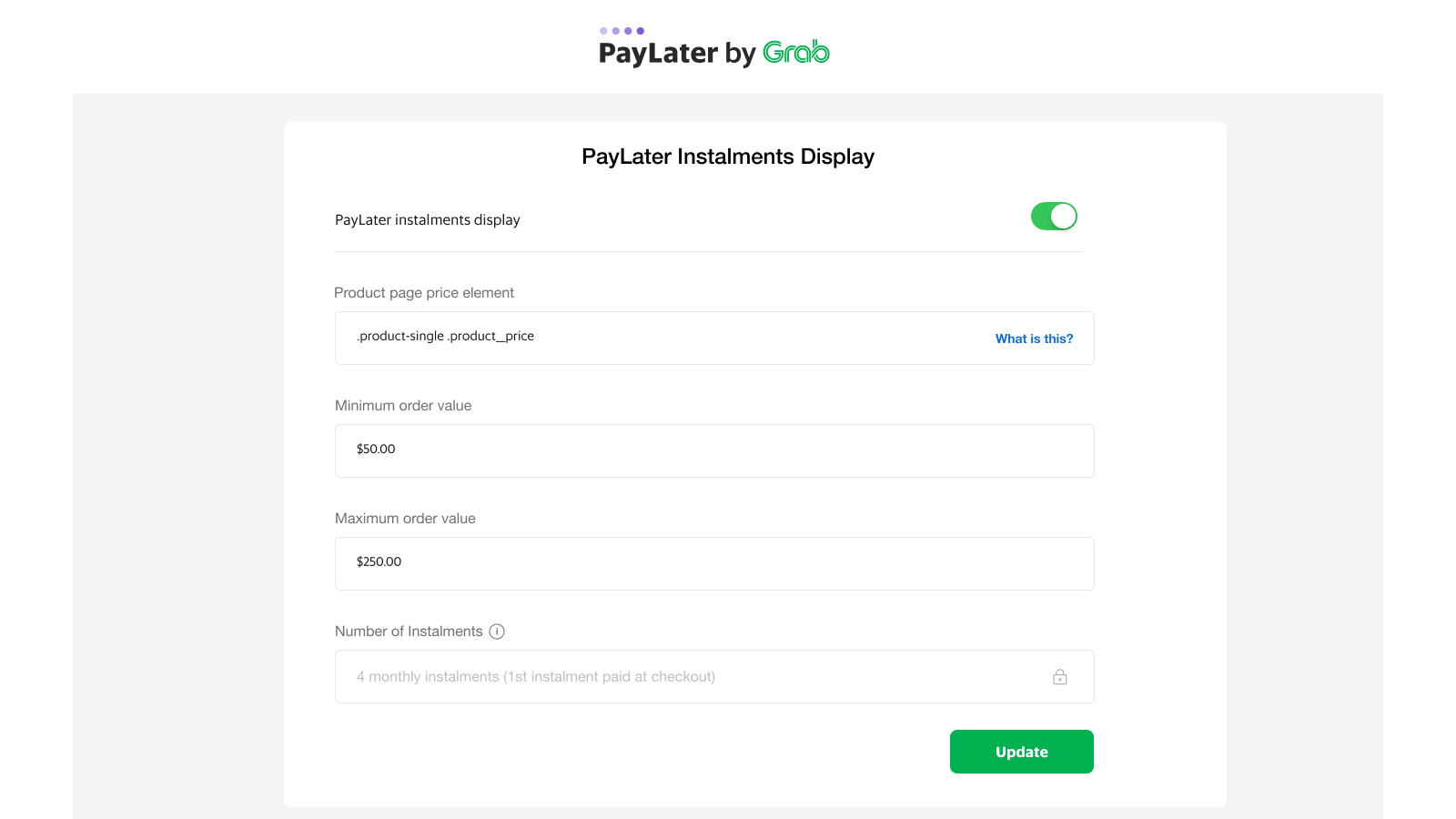 Step 3: Configure your PayLater Instalments Display settings