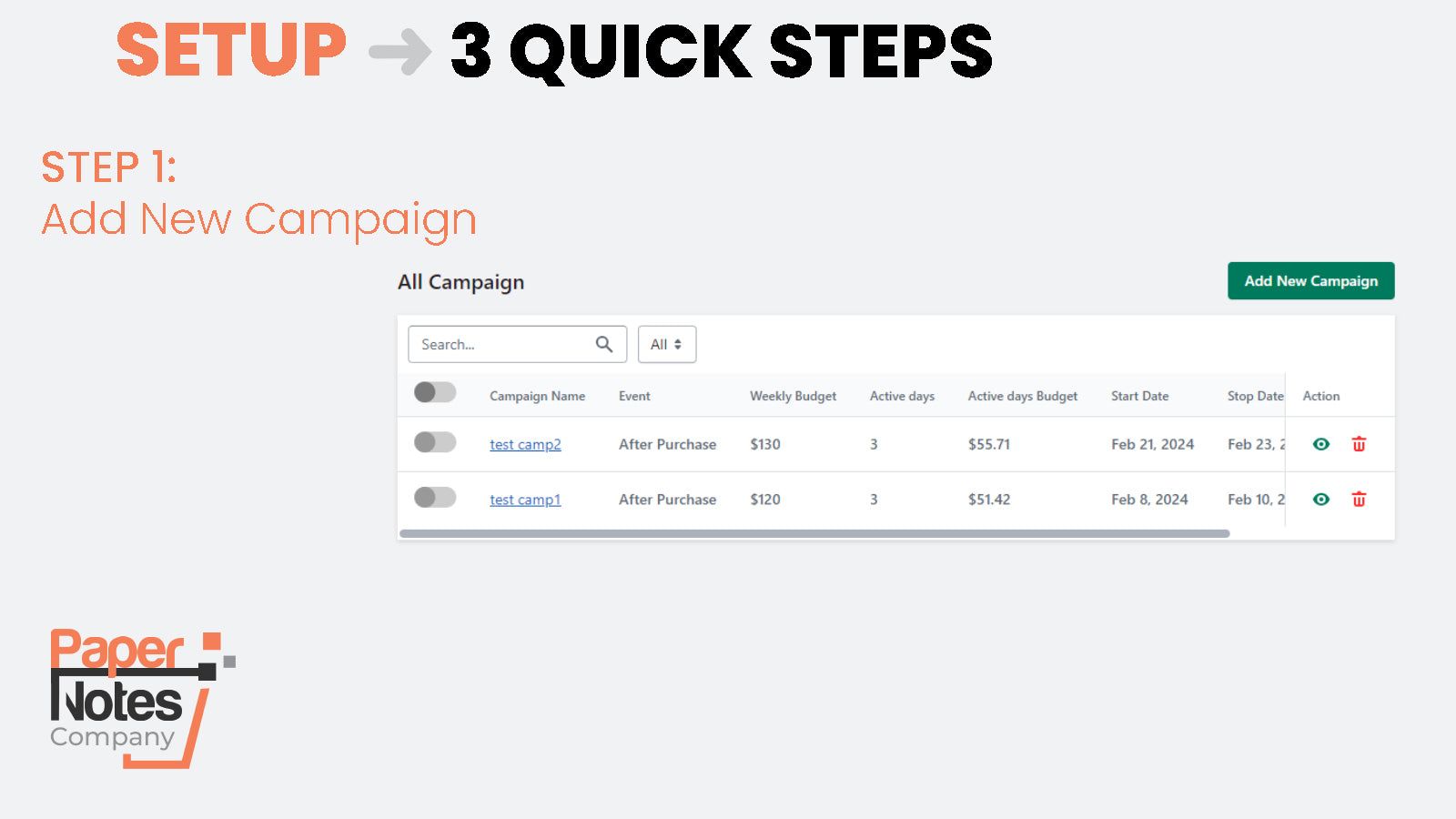 Step - Create new campaign